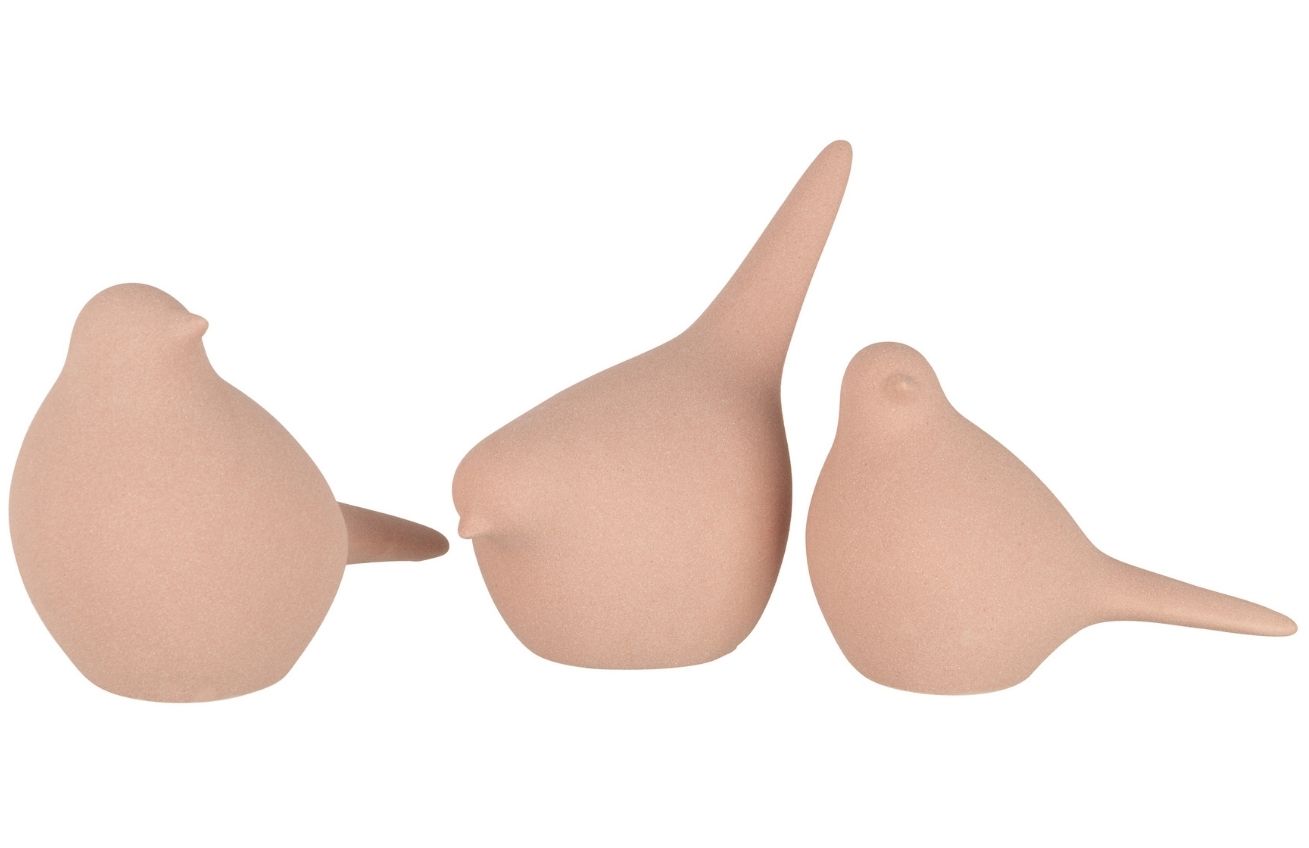 Set tří růžových keramických sošek J-line Bernie J-line