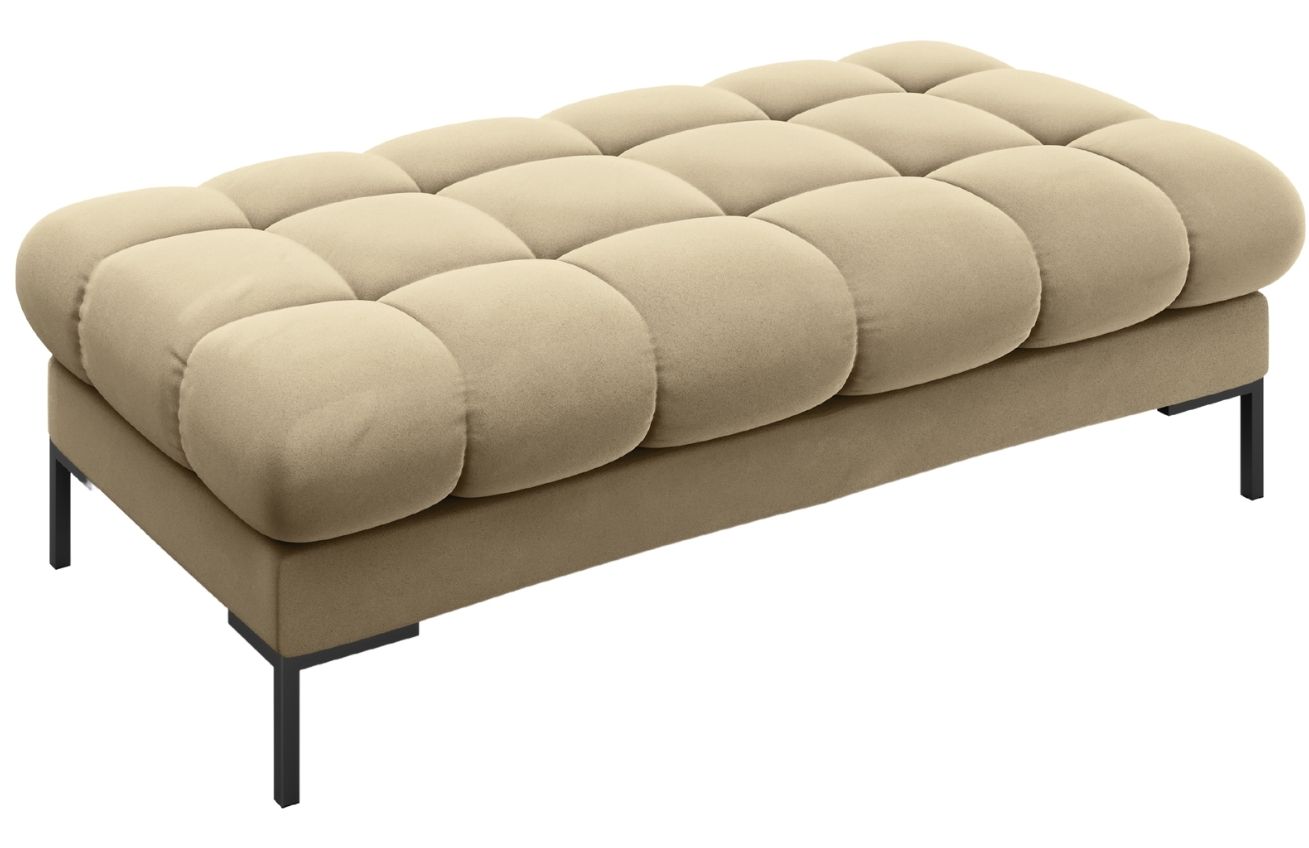Béžová sametová lavice Micadoni Mamaia 133 cm s černou podnoží Micadoni