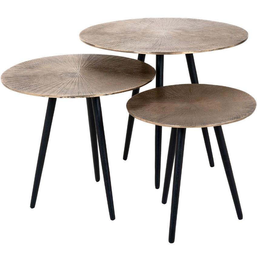 Set tří zlatých kovových odkládacích stolků Richmond Vittorio 32/40/48 cm Richmond