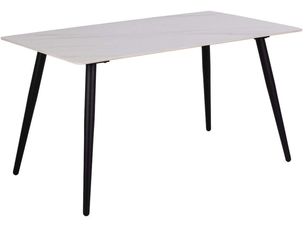 Scandi Bílý keramický jídelní stůl s kovovou podnoží Wiera 140 x 80 cm Scandi