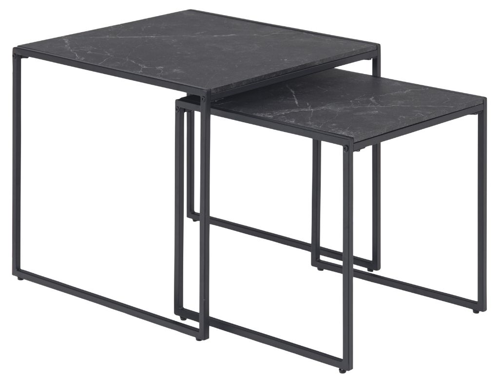 Scandi Set dvou černých kovových konferenčních stolků Rowan 40x40cm/50x50cm Scandi