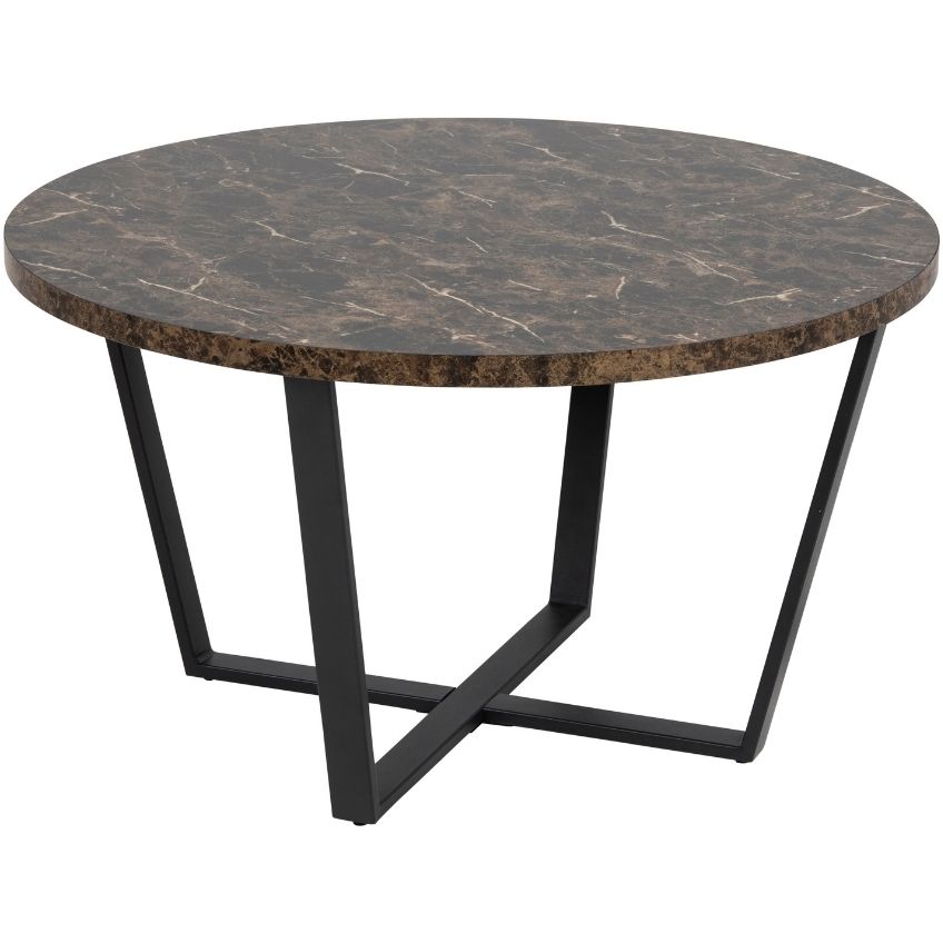 Scandi Hnědý konferenční stolek s mramorovým dekorem Calvin 77 cm Scandi