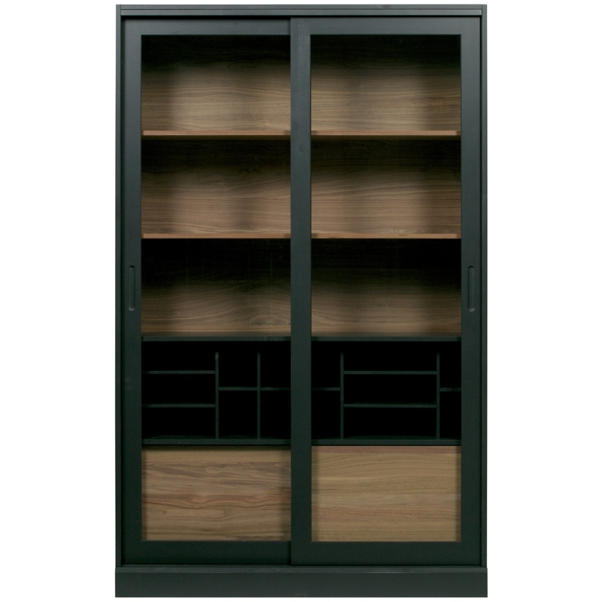 Hoorns Černá borovicová vitrína Arthur 200 x 125 cm Hoorns