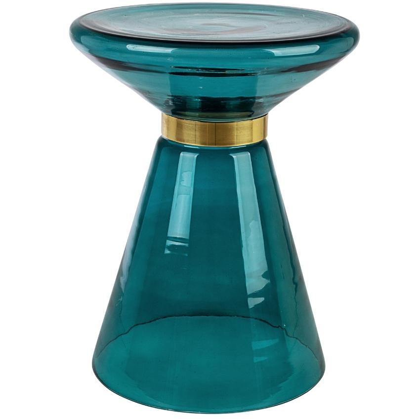 Bizzotto Petrolejově modrý skleněný odkládací stolek Azmin 36 cm Bizzotto