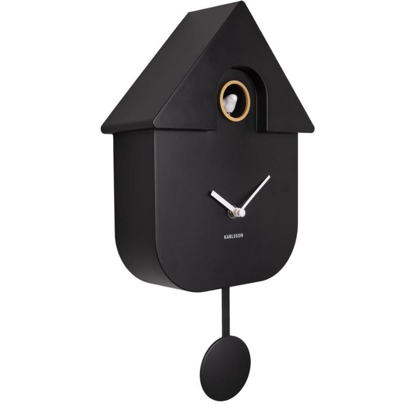 Time for home Matně černé nástěnné hodiny Burung 41 cm Time for home