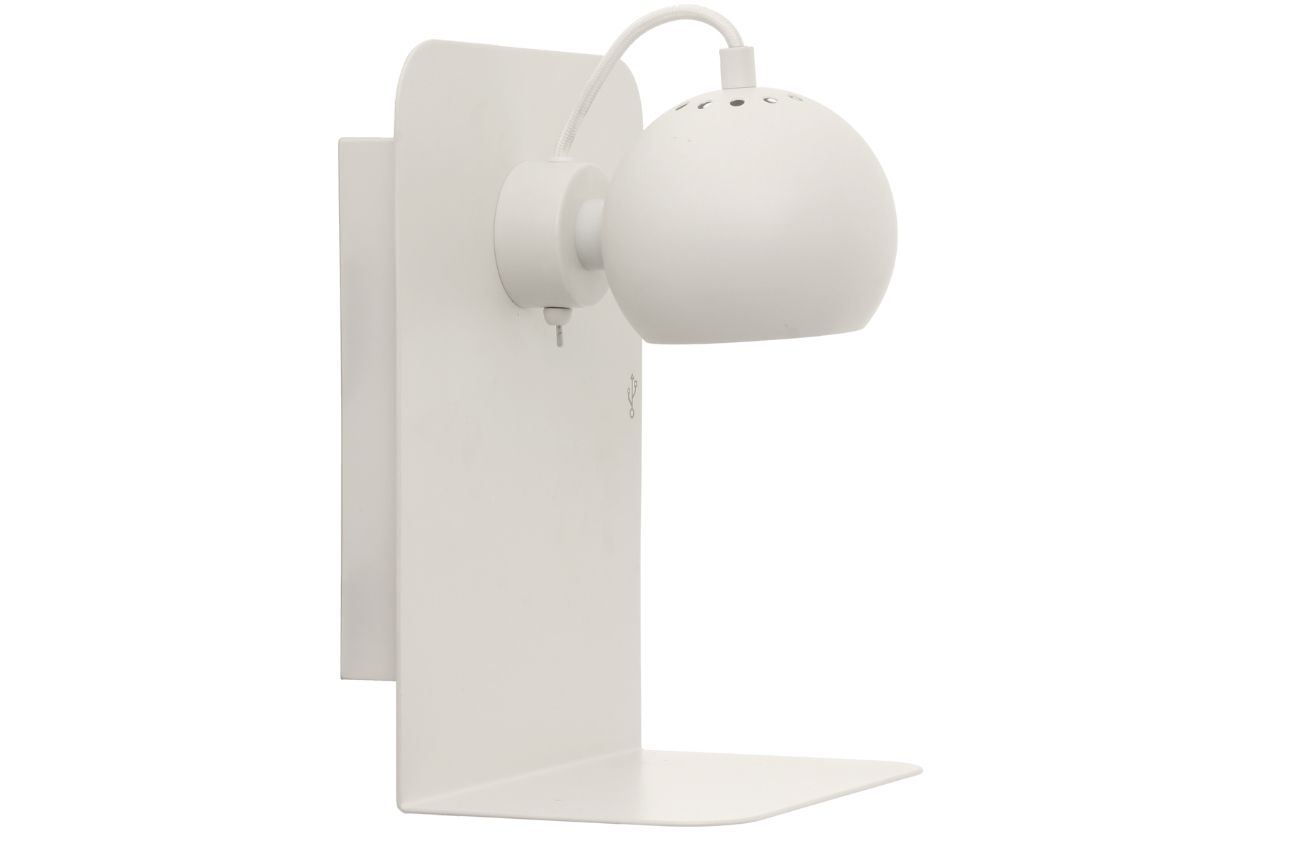 Bílá matná kovová nástěnná lampa Frandsen Ball USB Frandsen