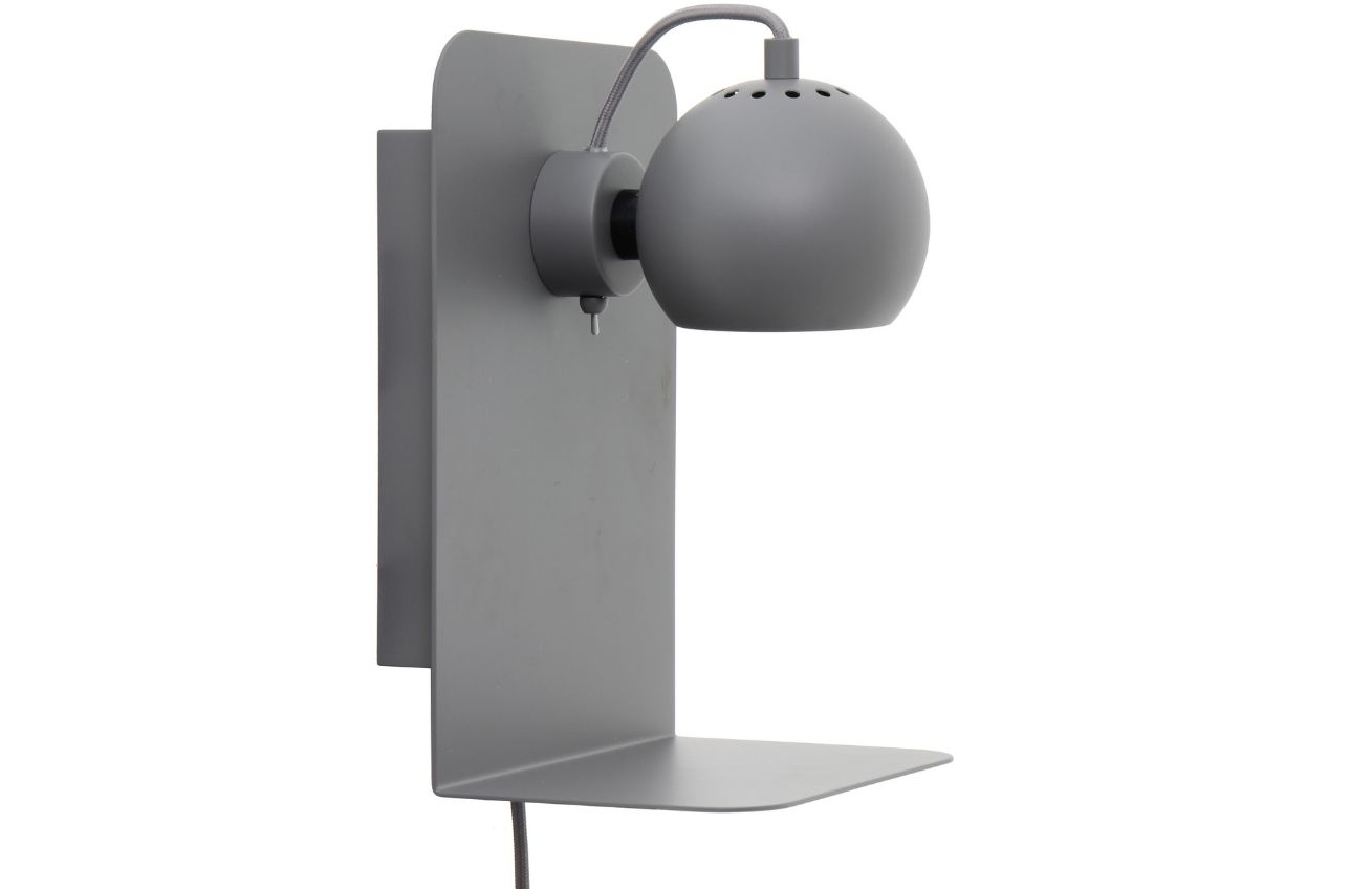 Světle šedá matná kovová nástěnná lampa Frandsen Ball USB Frandsen