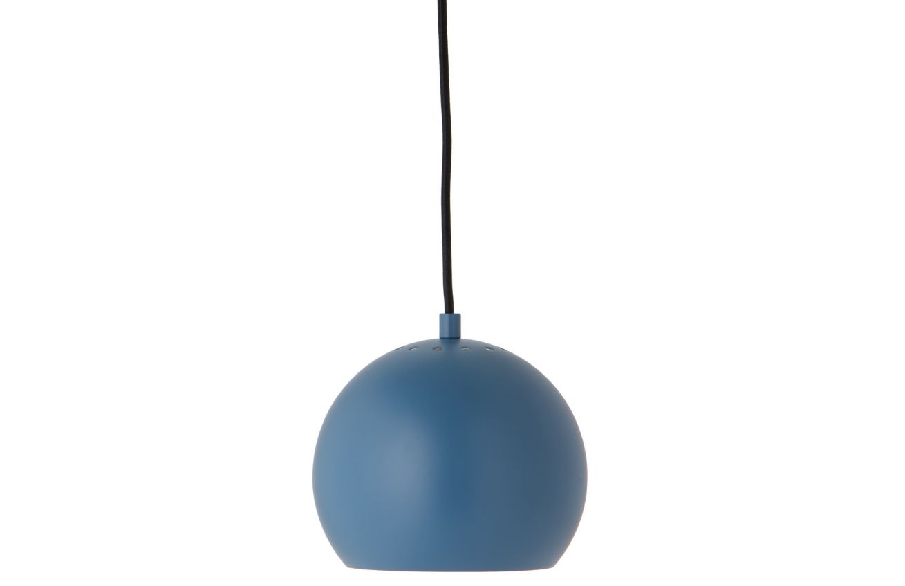 Petrolejově modré matné kovové závěsné světlo Frandsen Ball 18 cm Frandsen