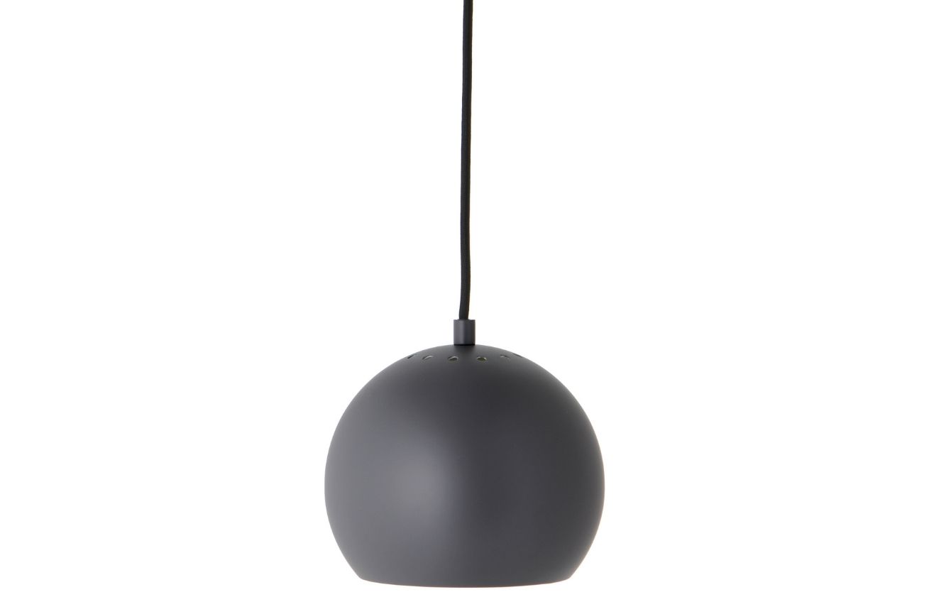 Tmavě šedé matné kovové závěsné světlo Frandsen Ball 18 cm Frandsen