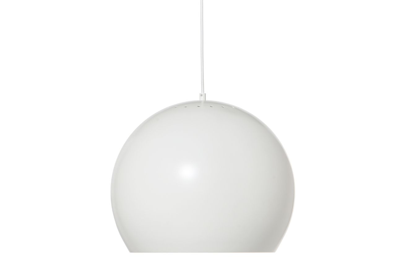 Bílé matné kovové závěsné světlo Frandsen Ball 40 cm Frandsen