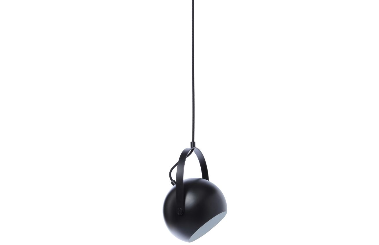 Černé matné kovové závěsné světlo Frandsen Ball Handle 25 cm Frandsen