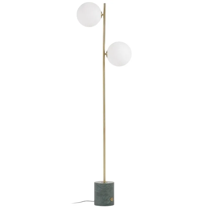 Kave Home Matně bílá skleněná stojací lampa Lonela 161 cm s mramorovou podstavou