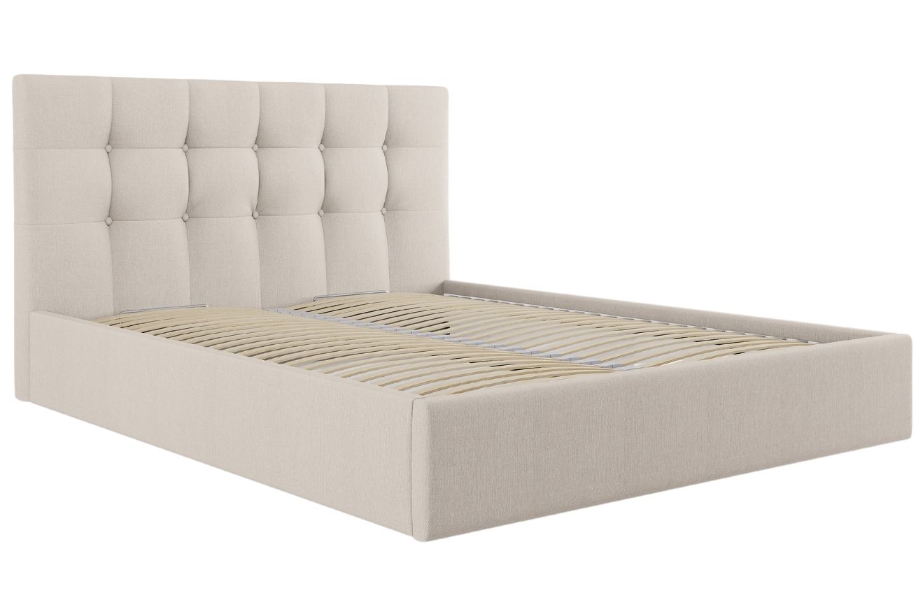 Béžová látková dvoulůžková postel MICADONI Phaedra 160 x 200 cm Micadoni
