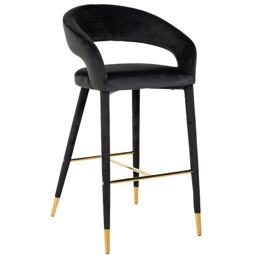 Antracitově šedá sametová barová židle Richmond Gia 76 cm Richmond