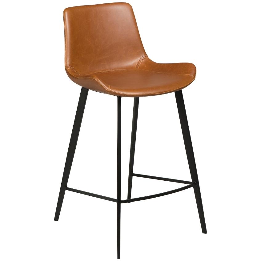 Dan-Form Koňakově hnědá koženková barová židle DanForm Hype 65 cm Dan-Form