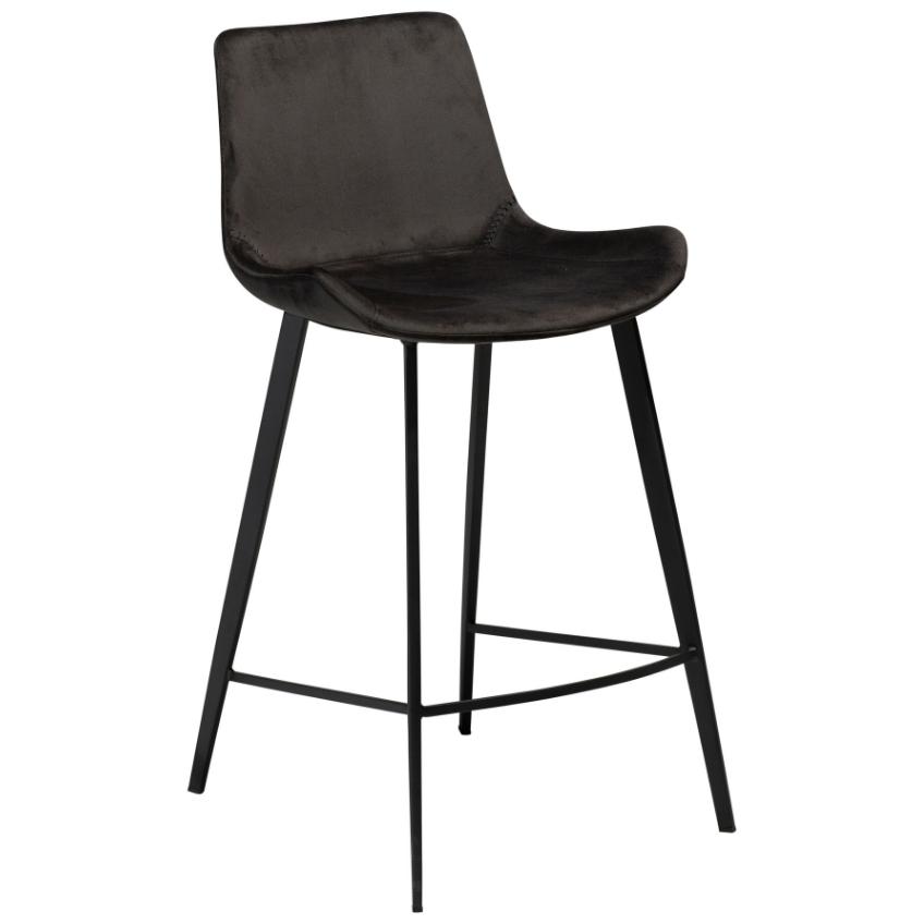 Dan-Form Antracitově šedá sametová barová židle DanForm Hype 65 cm Dan-Form