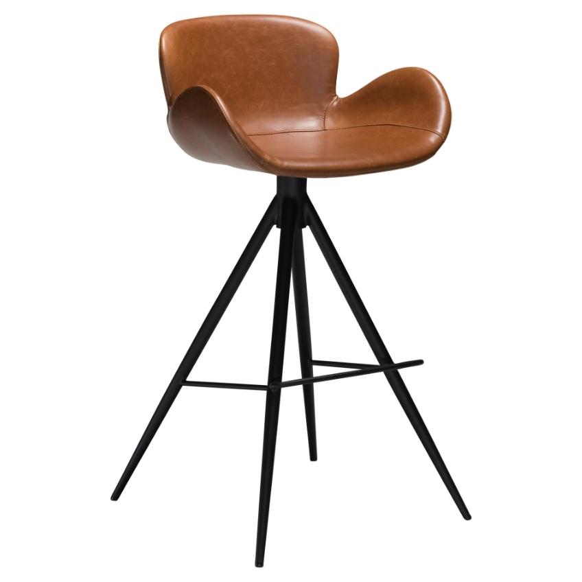 Dan-Form Koňakově hnědá koženková barová židle DanForm Gaia 75 cm Dan-Form