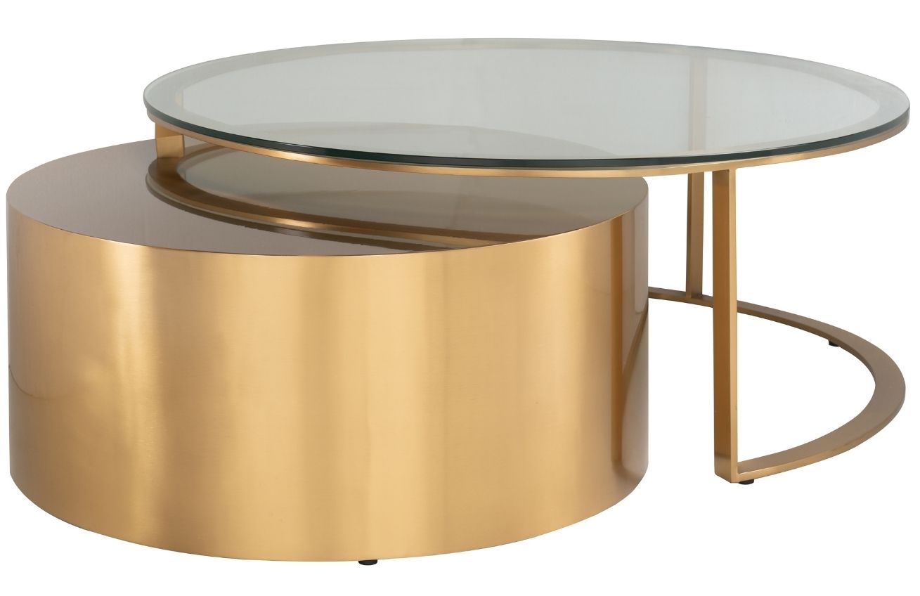 Set dvou zlatých konferenčních stolků Richmond Orlan 80/105 cm Richmond