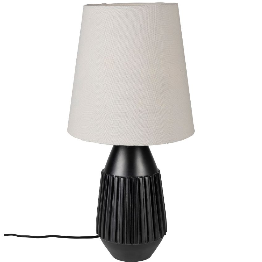 White Label Černá kovová stolní lampa WLL AYSA s bavlněným stínidlem White Label