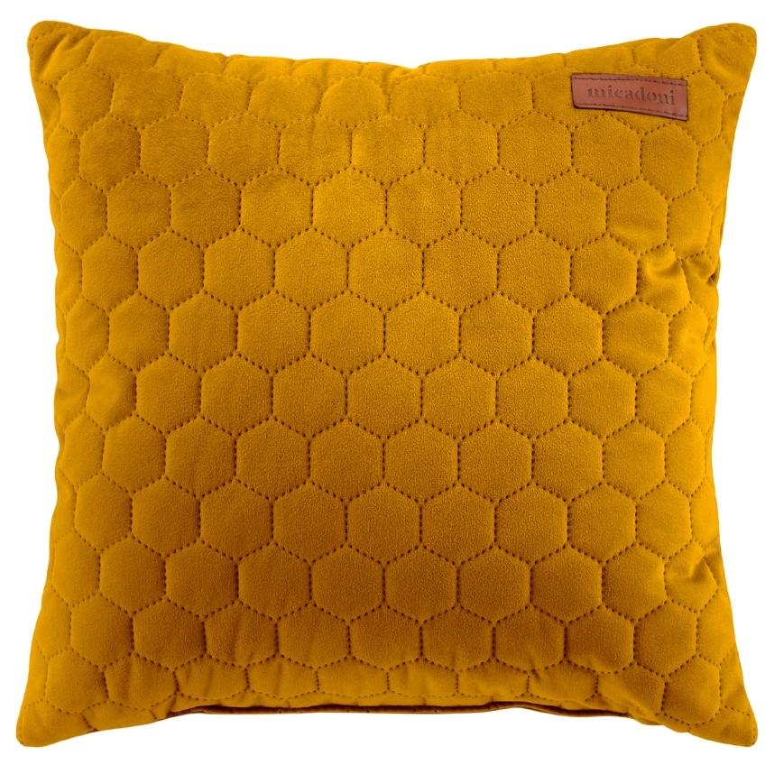 Žlutý sametový polštář MICADONI Dona 36 x 36 cm Micadoni