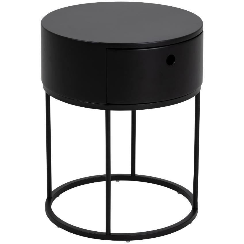 Scandi Černý lakovaný noční stolek Pulo 40 cm Scandi