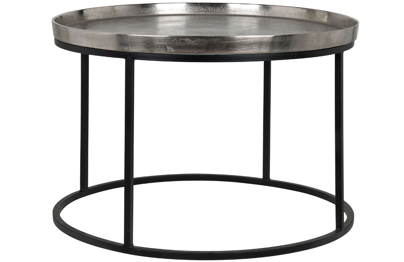 Stříbrný kovový konferenční stolek Richmond Lyam 70 cm Richmond
