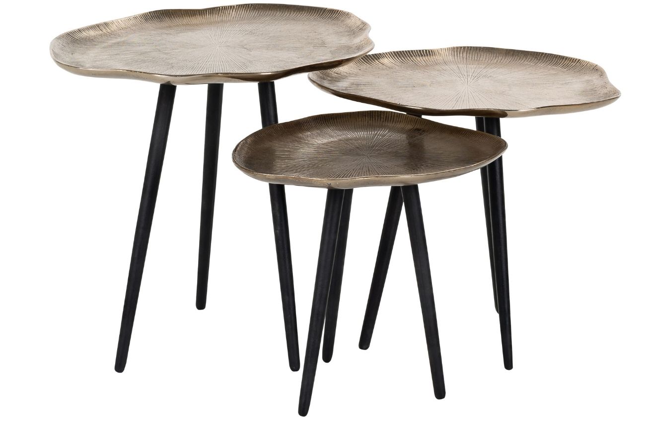 Set tří mosazných kovových odkládacích stolků Richmond Volenta Richmond