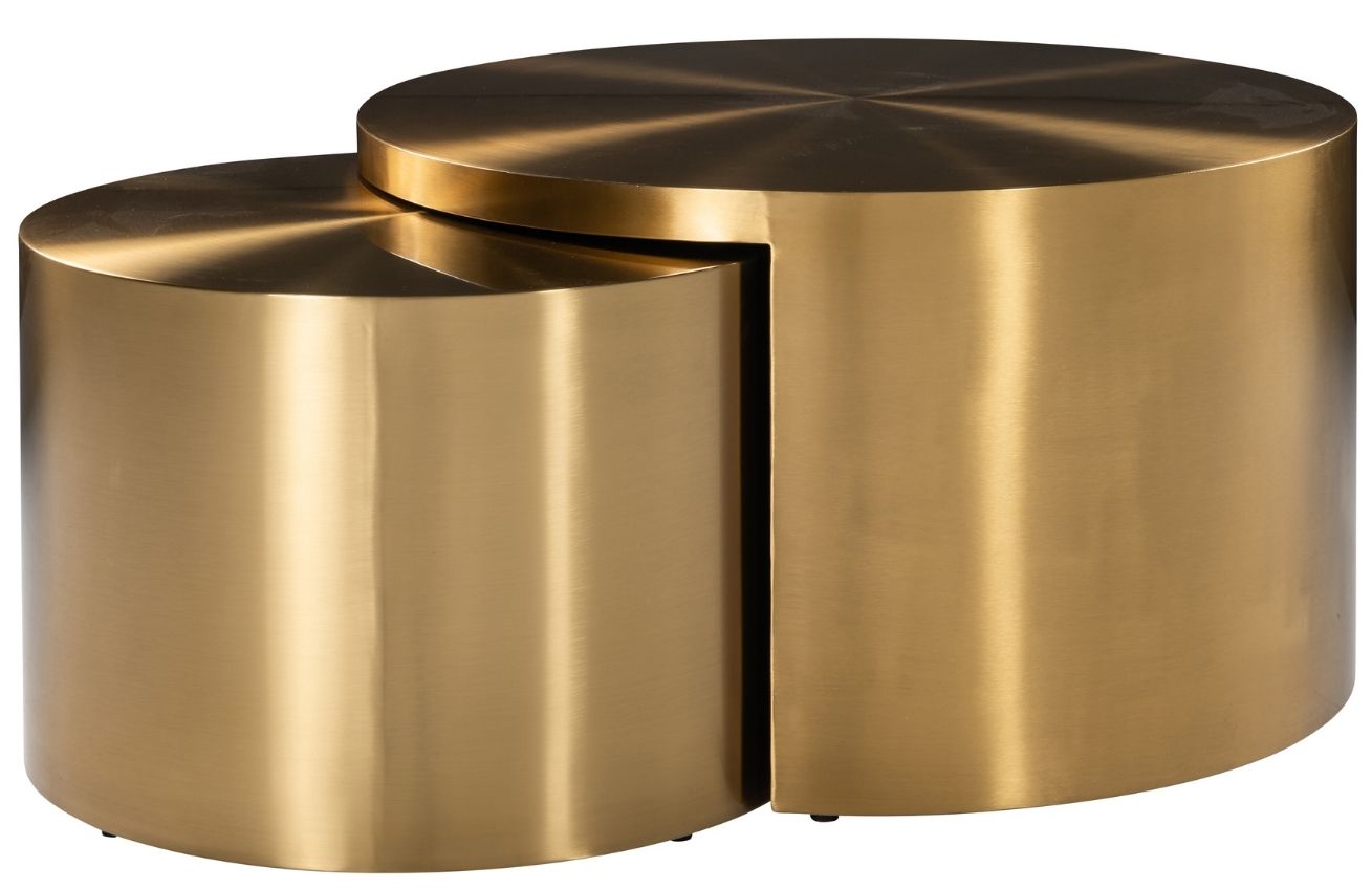 Set dvou zlatých kovových konferenčních stolků Richmond Big & Rich 60/80 cm Richmond