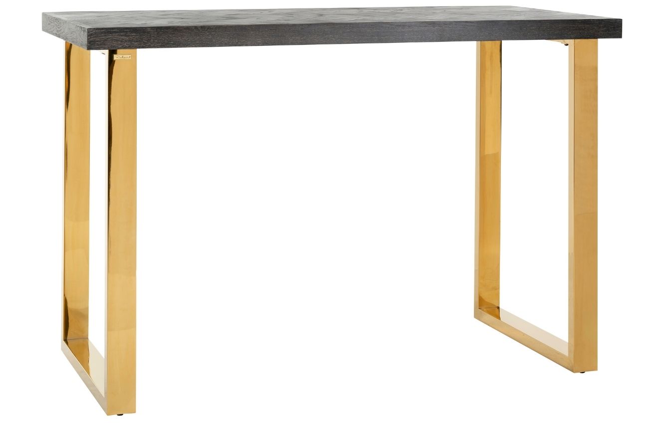 Černý dubový barový stůl Richmond Blackbone 160 x 80 cm se zlatou podnoží Richmond