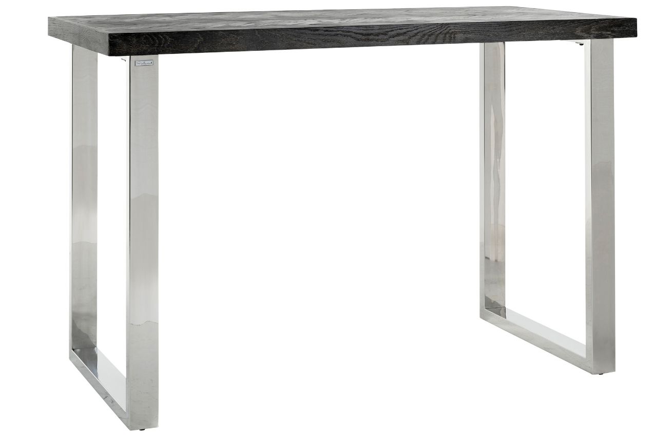 Černý dubový barový stůl Richmond Blackbone 160 x 80 cm se stříbrnou podnoží Richmond
