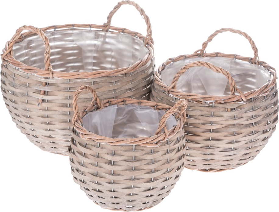 Sada 3 šedých proutěných květináčů Dakls Circular Dakls
