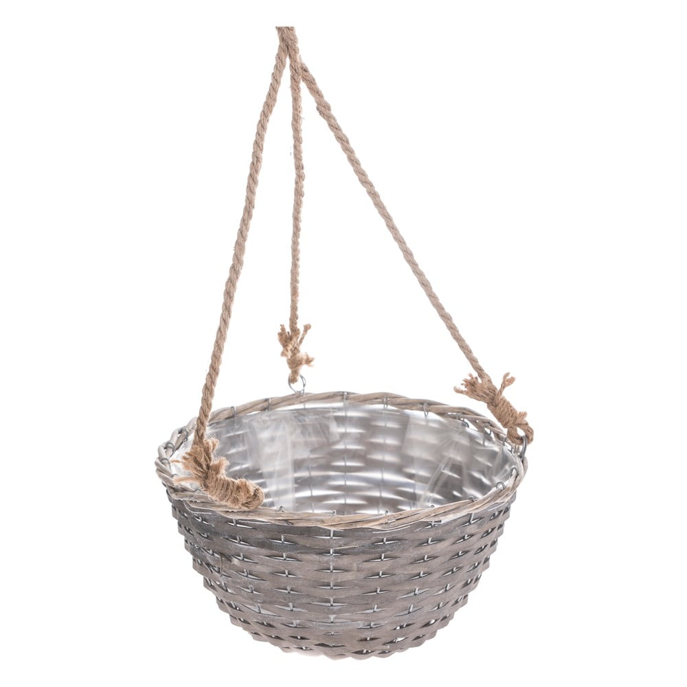 Šedý závěsný proutěný květináč Dakls