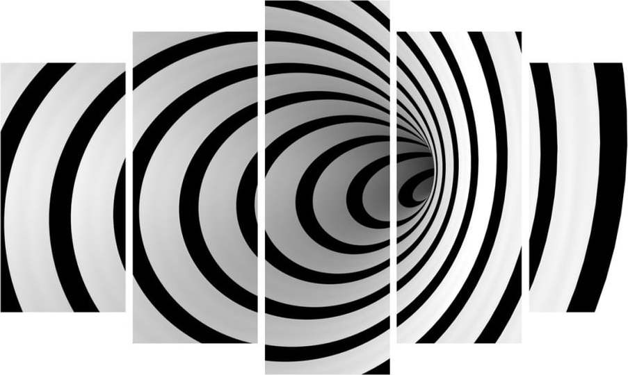 Vícedílný černo-bílý obraz 3D Art Illusion