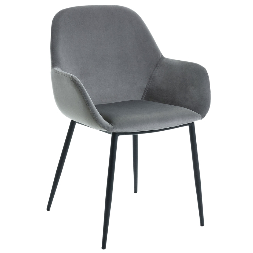 Šedá sametová jídelní židle Kave Home Konna Kave Home