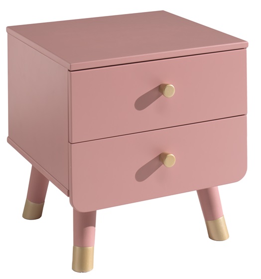 Růžový dřevěný noční stolek Vipack Billy 43
