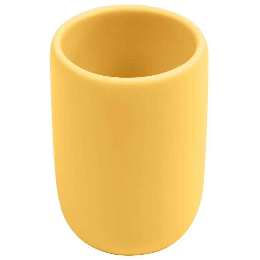 Žlutý plastový stojan na zubní kartáčky Kave Home Chia Kave Home