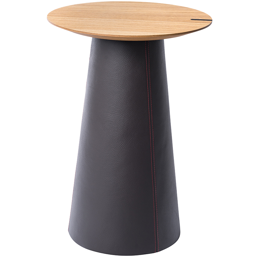 Dubový odkládací stolek Marco Barotti 45 cm s koženou podnoží Marco Barotti