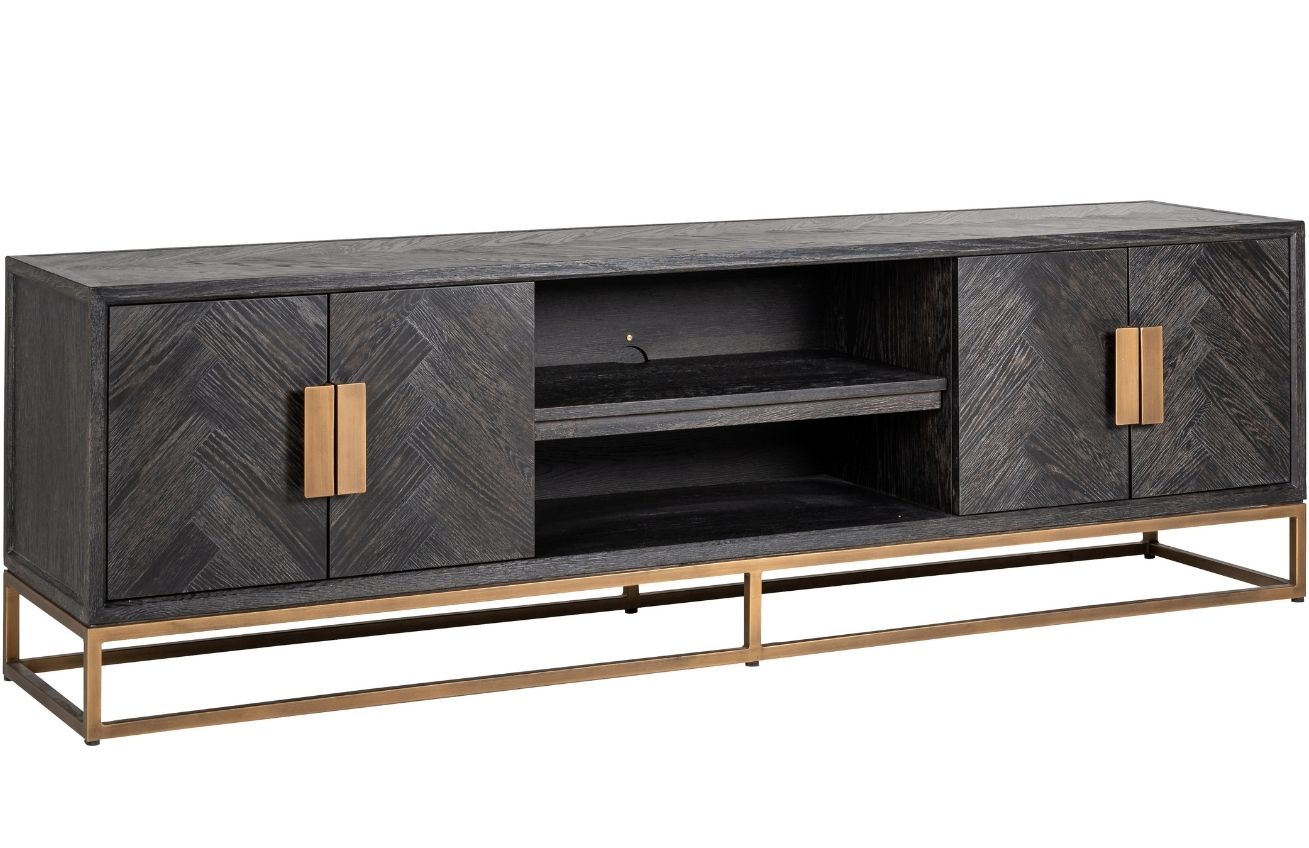 Černo mosazný dubový TV stolek Richmond Blackbone 200 x 43 cm Richmond