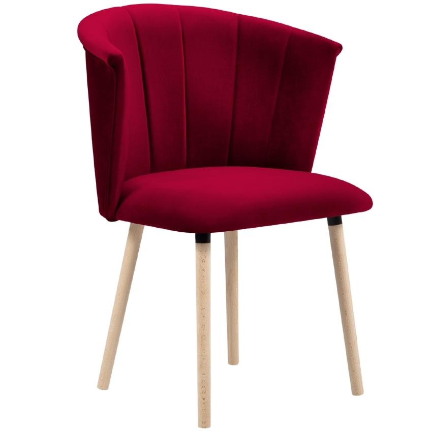 Červená sametová jídelní židle MICADONI JANA Micadoni