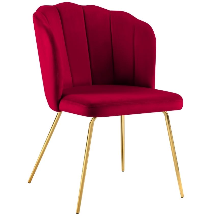 Červená sametová jídelní židle MICADONI SIDRA Micadoni