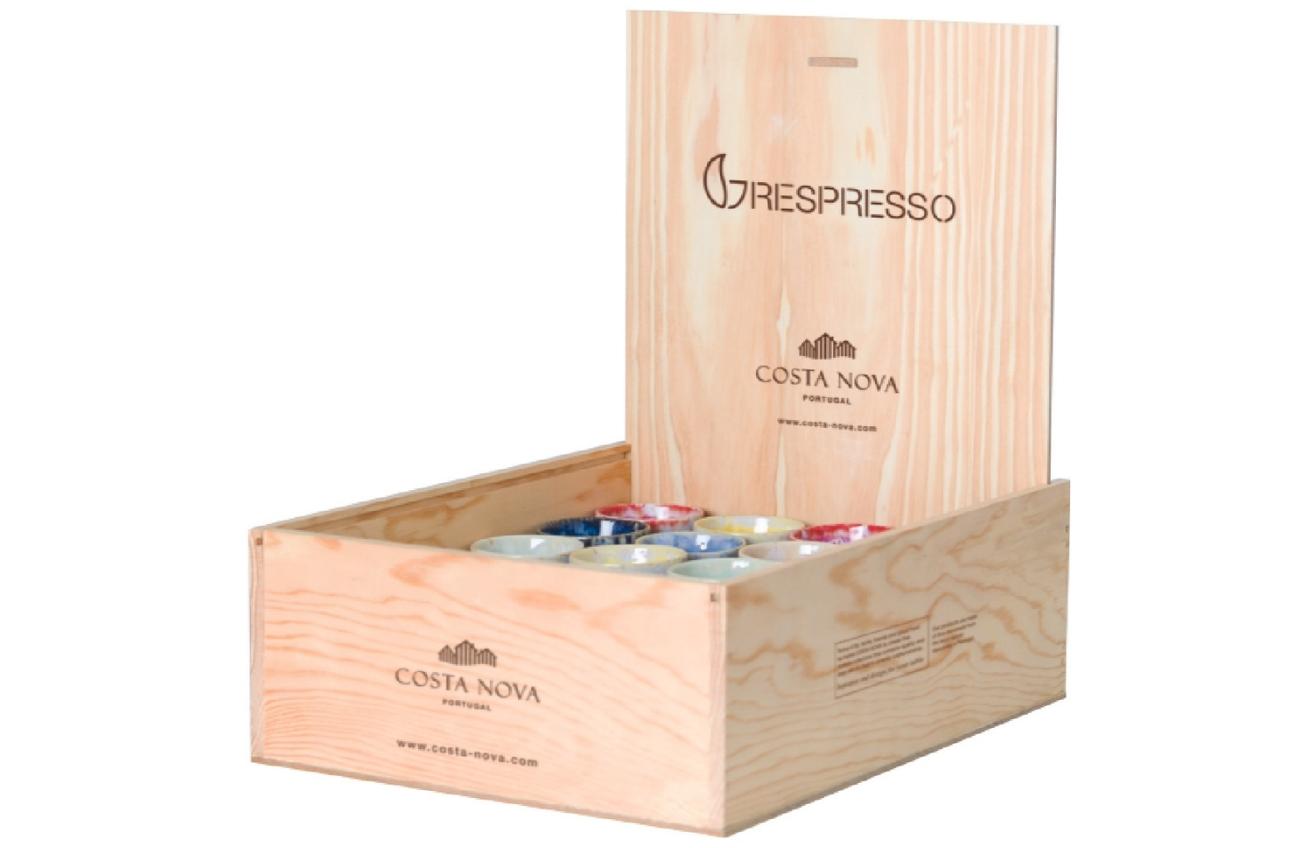 Dřevěný box s barevnými šálky na espresso COSTA NOVA GRESPRESSO 0