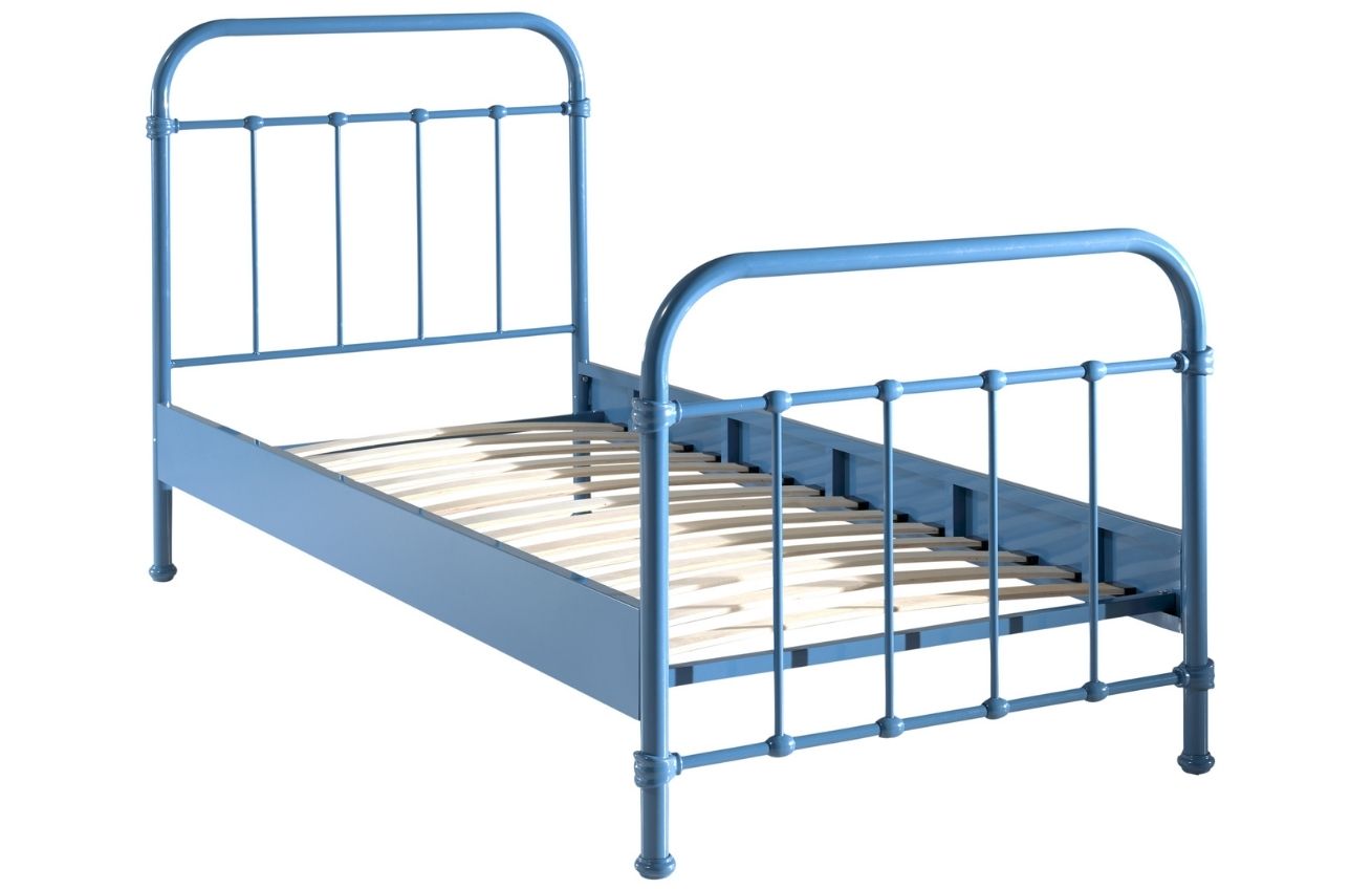Modrá kovová postel Vipack New York 90 x 200 cm Vipack