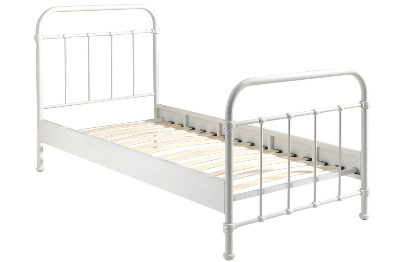 Bílá kovová postel Vipack New York 90 x 200 cm Vipack