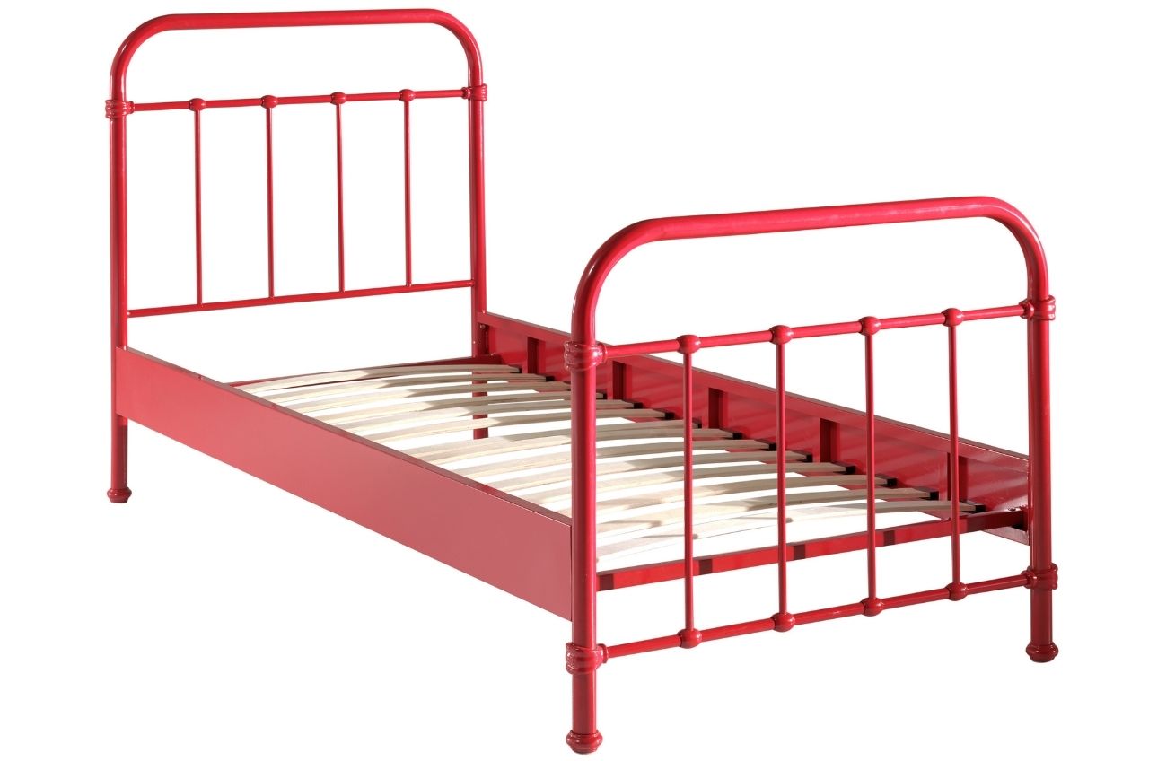 Červená kovová postel Vipack New York 90 x 200 cm Vipack