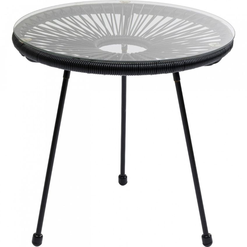 Kare Design Skleněný zahradní odkládací stolek Acapulco s černým výpletem Kare Design