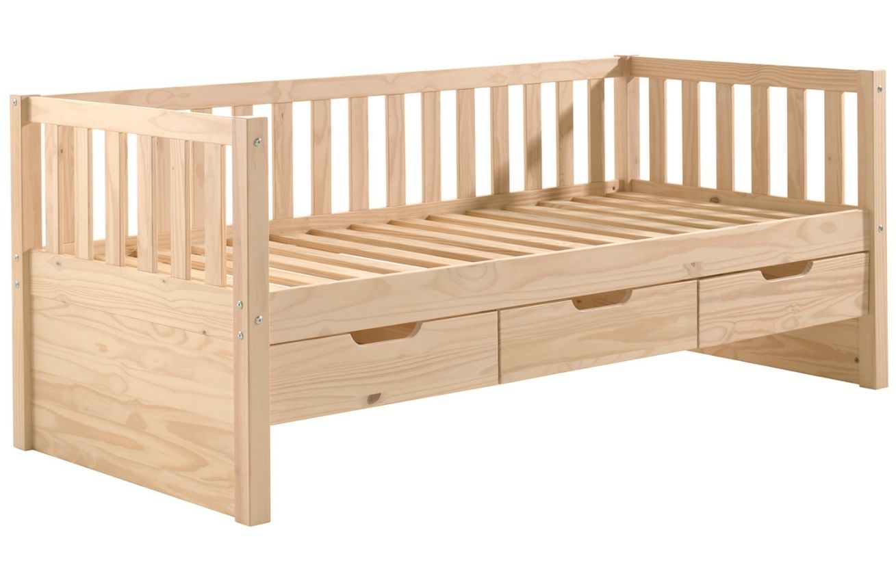 Borovicová postel Vipack Fritz 90 x 200 cm se zásuvkami Vipack