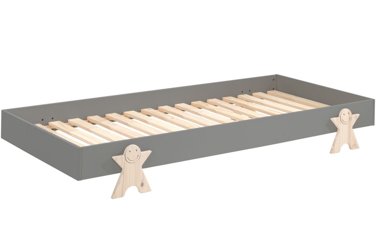 Šedá lakovaná stohovatelná postel Vipack Modulo Smiley 90 x 200 cm Vipack