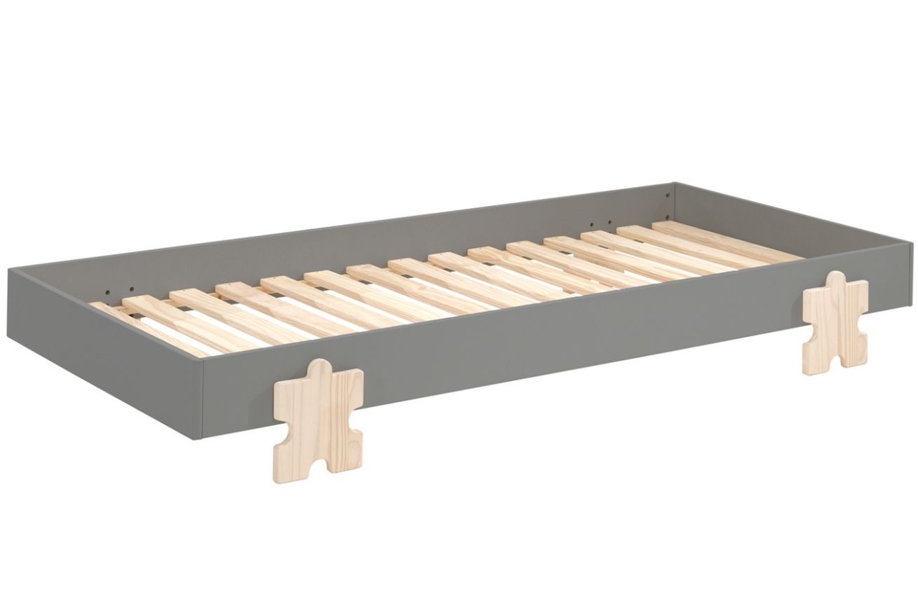 Šedá lakovaná stohovatelná postel Vipack Modulo Puzzle 90 x 200 cm Vipack