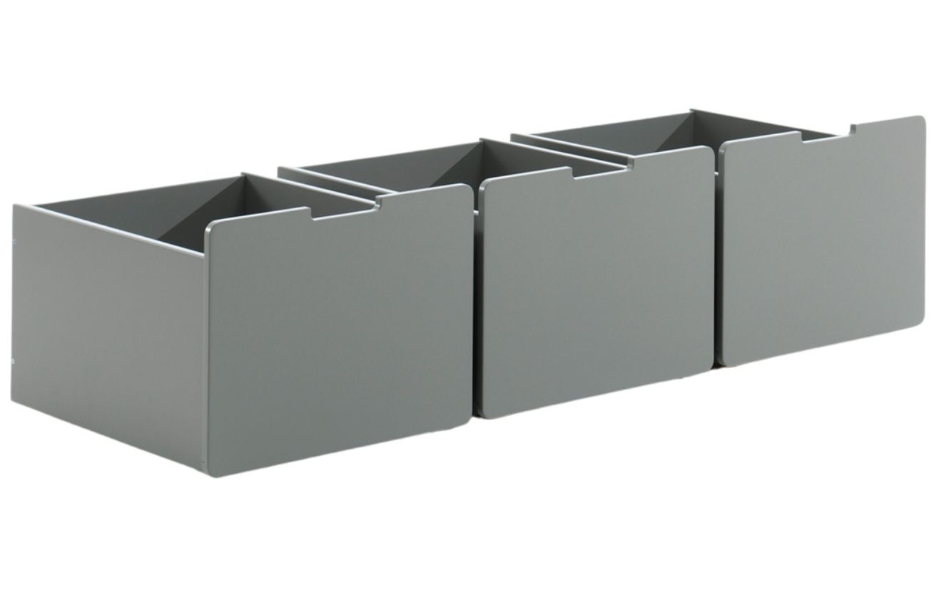 Set tří šedých lakovaných zásuvek k patrové posteli Vipack Pino I. Vipack