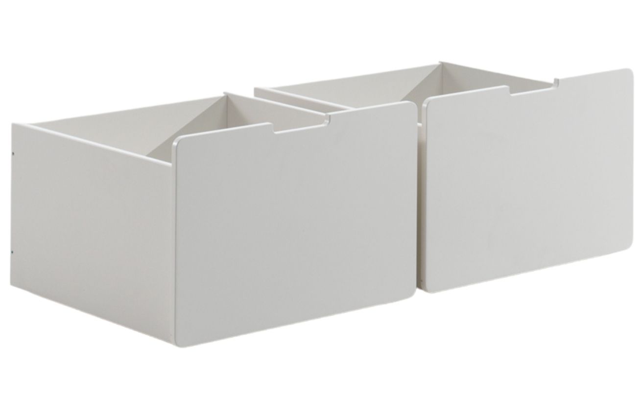 Set dvou bílých lakovaných zásuvek k patrové posteli Vipack Pino I. se skluzavkou Vipack